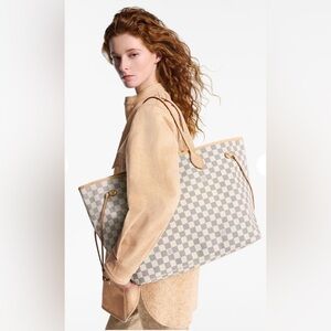Louis Vuitton GM Gray and Tan Checkered Tote